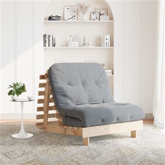 Sofá-cama futon com colchão vidaXL | 90x206x11 cm | madeira pinho maciça - 1