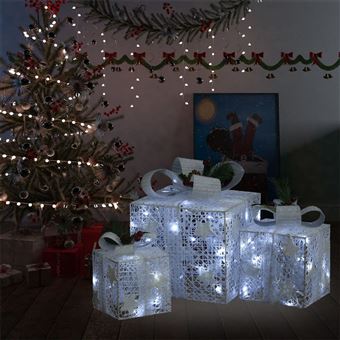 Caixas de Presente de Natal Decorativas para Interior/Exterior vidaXL | 3 Peças - Prateado - 1