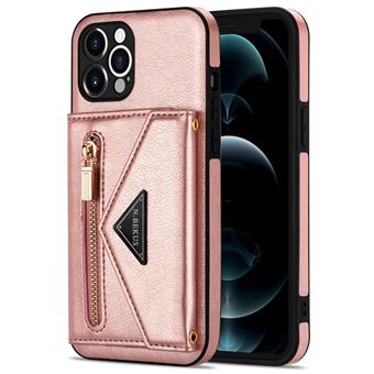 Capa Pu magunivers N.Bekus com Suporte de Pontapé | Bolso com Fecho Éclair e Cordão de Segurança Rosa para Iphone 12 Pro 6.1'' - 1