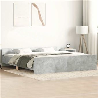 Estrutura de cama com painéis de cabeceira e pés vidaXL | cinza cimento - 1