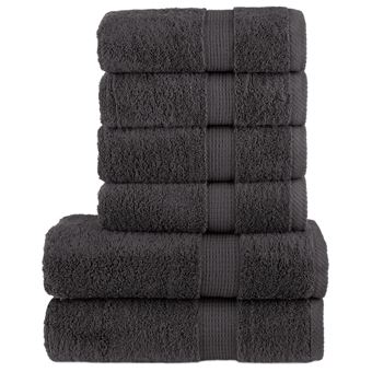 Conjunto de toalhas de banho premium vidaXL | 6 peças | 600gsm algodão antracite - 1