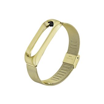 Pulseira de aço inoxidável WISETONY para Xiaomi Mi Band 3 /4 Dourado Vintage - 1