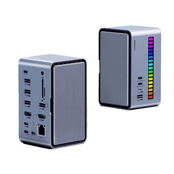Adaptador Disco rígido Portátil Hagibis U100 Pro | Type-C a 2HDMI M.2 RGB SD/TF USB-C USB3.1 USB3.0 USB2.0 AUX 3.5mm PD 1000mbps para HUAWEI Mate40/P50 Samsung S20 - 1