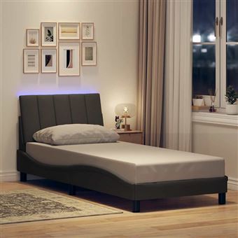 Estrutura de cama sem colchão vidaXL |  90x190 cm | tecido cinzento-escuro - 1