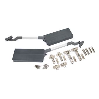 Compasso Emuca Agile Flap para Portas Eleváveis Duplas | 7-11,6 Kg | Módulo H 590mm | Aço E Plástico | Cinzento Antracite - 1