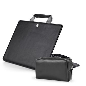 Mala HSMY Couro com Saco do Adaptador para New MacBook Pro 13.3 '' / Air 13.3 '' A1932 A1706 A1708 A1989 A2159 - Preto - 1