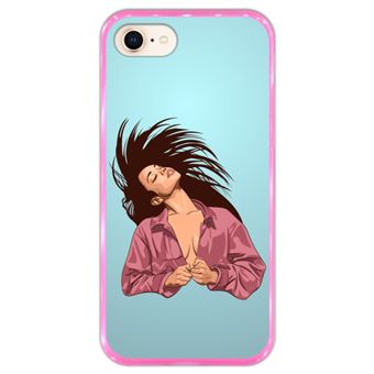 Capa Hapdey para iPhone 7 - 8 Design Hair Flip em Silicone Flexível e TPU Cor-de-Rosa