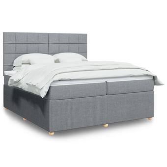 Cama com molas/colchão vidaXL | 200x200 cm | tecido cinza-claro - 1
