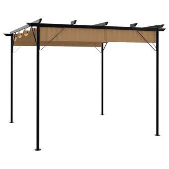 Pérgola com Toldo Retrátil vidaXL 3x3 m 180 g/m² aço cinza-acastanhado - 1