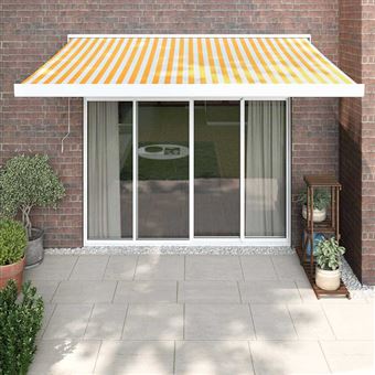 Toldo Retrátil vidaXL | 3x2,5 m | tecido e alumínio amarelo e branco - 1