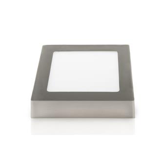 Plafon de Teto de LEDs Quadrado 180mm 12W 860Lm 50.000H Niquel Acetinado - 1
