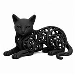 Estatueta Decorativa Bellatonni | 35 cm | Gato Filigrana Preto