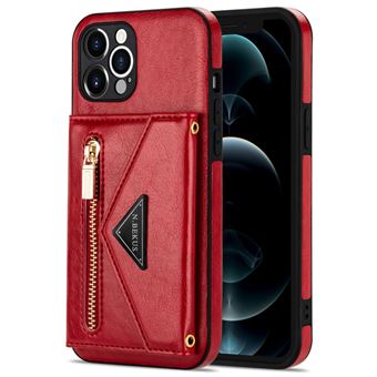 Capa Pu magunivers N.Bekus com Suporte de Pontapé | Bolso com Fecho Éclair e Cordão de Segurança Vermelho para Iphone 12 Pro 6.1'' - 1
