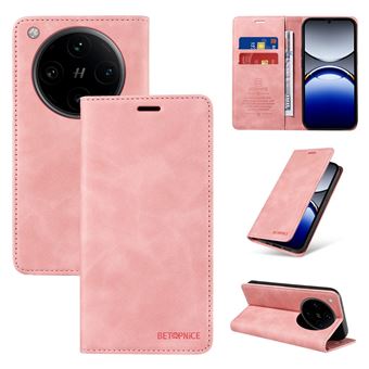 Capa FOXDOCK para OPP0 Find X8 Pro | Bloqueio RFID | TPU | Aba/Detalhes em Pele Sintética | Compartimentos para cartões | Rosa - 1