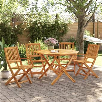 vidaXL 5 Peças | Conjunto de jantar dobrável para jardim madeira acácia maciça - 1