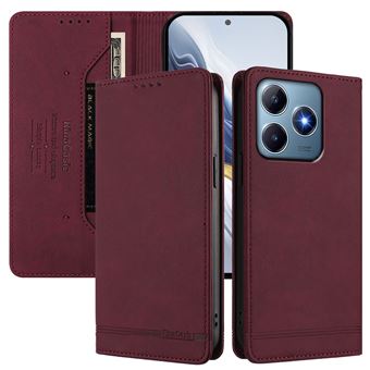 Capa FOXDOCK Tipo Carteira Flip para Realme Note 60 4G com Bloqueio RFID | Fecho Magnético | Pele PU  | Vermelho - 1
