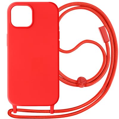 Capa com cordão liso vermelho legal para iPhone 15 Plus