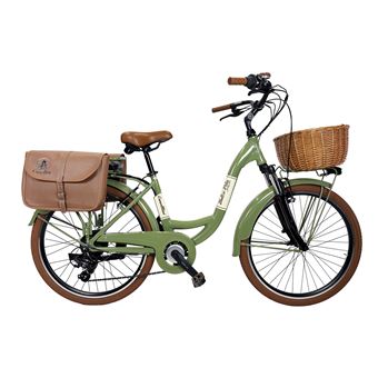 Bicicleta Elétrica de Cidade Dolce Vita by Canellini VENERE com Sacos e Cesta | Verde oliva - 1