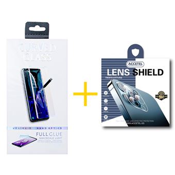 Pack Película de Vidro Temperado UV + Película de Câmara Traseira Accetel de Vidro Temperado para Samsung Galaxy A52 S 5G - Moldura em Preto - 1