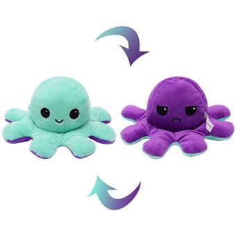 Peluche HSMY Polvo Reversível Dupla face | 20 cm - Azul claro + Rosa escuro - 1