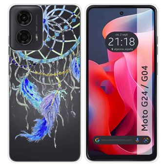 Capa de Silicone Tumundosmartphone para Motorola Moto G04 / G24 | Transparente Desenhos penas - 1