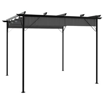 Pérgola com Toldo Retrátil vidaXL 3x3 m 180 g/m² aço antracite - 1