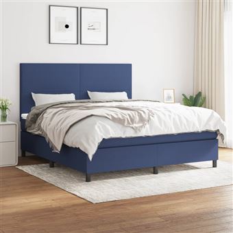 Cama com Molas e Colchão vidaXL | 160x200 cm | tecido azul - 1