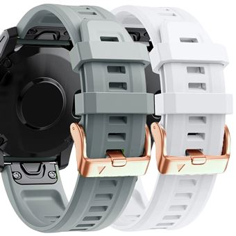 Pack 2 x Braceletes de Silicone com Fecho de Metal Antiimpacto para Garmin Fenix 6S Pro - Cinzento e Branco - 1