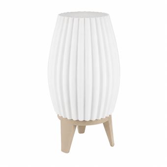 Candeeiro de Mesa Canelado Bellatonni | 24 cm | Branco e Bege - 1