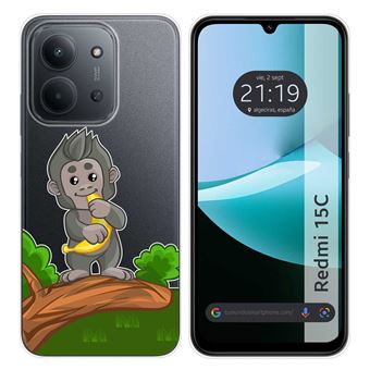 Capa Tumundosmartphone de silicone Transparente para Xiaomi Redmi 15C 4G / 5G | desenhos de macacos - 1