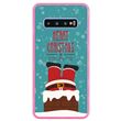 Capa Hapdey Para Samsung Galaxy S10 Design Natal Pai Natal Está Descendo a Chaminé Capa de Silicone Flexível Em TPU - Rosa