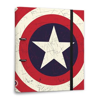 Pasta Premium Marvel Captain America Shield | 2 Anéis | Troquelada