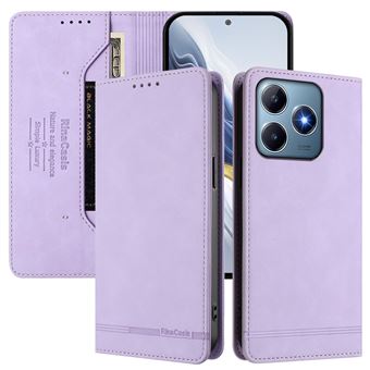 Capa FOXDOCK Tipo Carteira Flip para Realme Note 60 4G com Bloqueio RFID | Fecho Magnético | Pele PU  | Roxo - 1