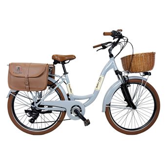 Bicicleta Elétrica de Cidade Dolce Vita by Canellini VENERE com Sacos e Cesta | Cinzento - 1