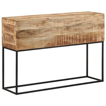Mesa consola vidaXL | 110x30x75 cm | madeira mangueira áspera maciça/ferro - 1