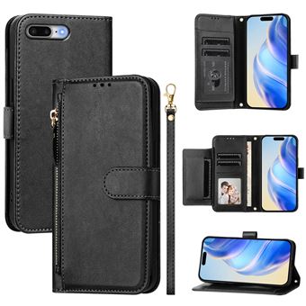 Capa FOXDOCK para iPhone 6 Plus/6S Plus | Pele PU com Fecho | Porta-Cartões | Alça de Mão | Preto - 1