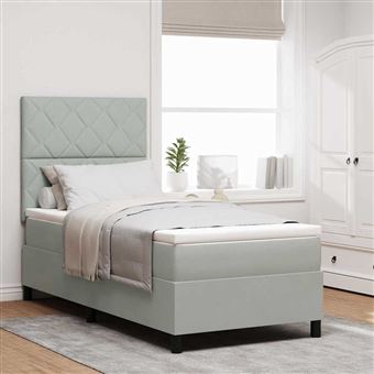 Cama Box com Colchão vidaXL | Cinzento-claro | 90 x 190 cm | tecido - 1