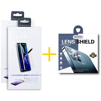 Pack 2 x Película de Vidro Temperado UV + Película de Câmara Traseira Accetel de Vidro Temperado para Samsung Galaxy A52 S 5G Moldura em - Preto - 1