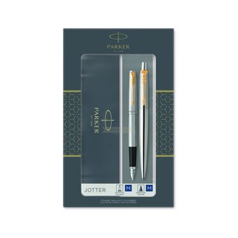 Esferográfica + Caneta de Tinta Permanente Parker 2093257 | Cromado, Dourado - 1