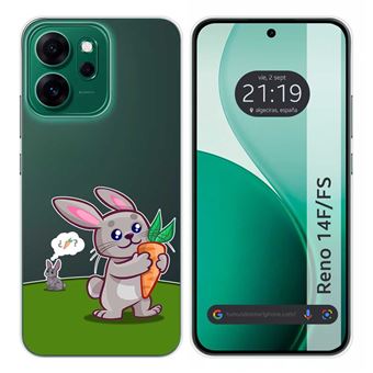 Capa Tumundosmartphone de Silicone Transparente para Oppo Reno 14 F / 14F 5G | Desenhos de design de coelho - 1
