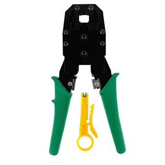 Alicate Crimpador de Rede RJ45/RJ11 com Descarnador de Cabos Sanda SD-1668 | Preto + Verde - 1