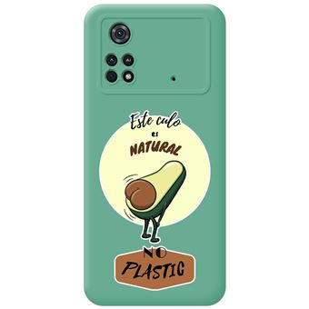 Capa Tumundosmartphone de silicone líquido verde para Xiaomi POCO M4 Pro 4G desenhos de design de bunda natural - 1
