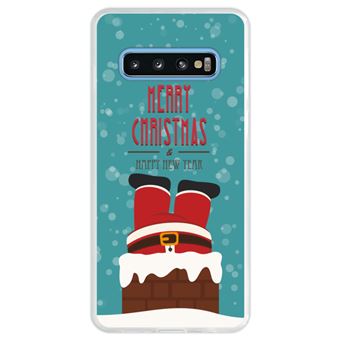 Capa Hapdey Para Samsung Galaxy S10 Design Natal Pai Natal Está Descendo a Chaminé Capa de Silicone Flexível Em TPU - Transparente