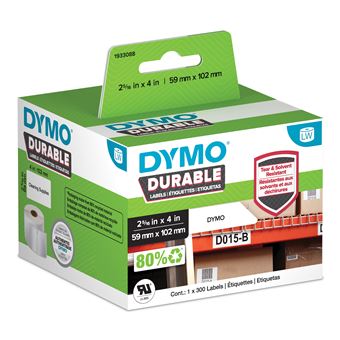 Etiqueta para Impressão DYMO LW - Etiquetas LW resistentes - 59 x 102 mm - 1933088 | Branco - 1