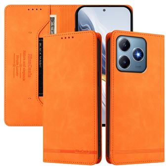 Capa FOXDOCK Tipo Carteira Flip para Realme Note 60 4G com Bloqueio RFID | Fecho Magnético | Pele PU  | Laranja - 1