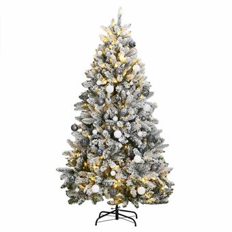 Árvore Natal artificial articulada vidaXL com 300 luzes LED + bolas 210cm - 1