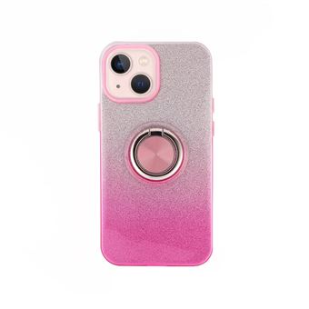 Capa de Silicone Brilhante com Íman e Anel MisterCapas para iPhone 15 Plus - Rosa - 1