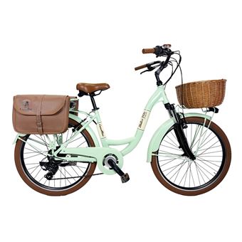 Bicicleta Elétrica de Cidade Dolce Vita by Canellini VENERE com Sacos e Cesta | Verde claro - 1
