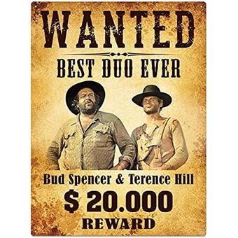 Placa Metálica 3D Bud Spencer & Terence Hill Cartaz de procurado - 1
