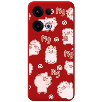 Capa Tumundosmartphone de Silicone Líquido vermelha para Oppo Reno 13 5G | Desenhos de porco - 1